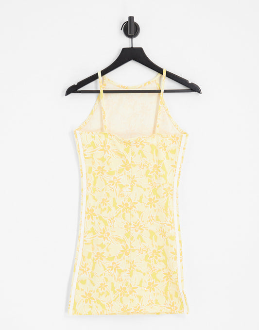 adidas Originals Island Club mini dress in floral yellow