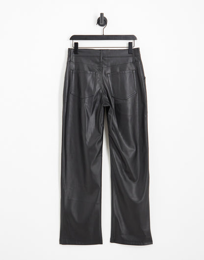 Hollister faux leather dad trouser in black