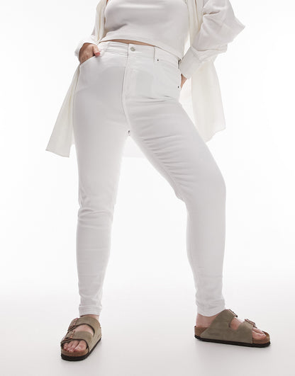 Topshop Curve high rise Jamie jeans in white