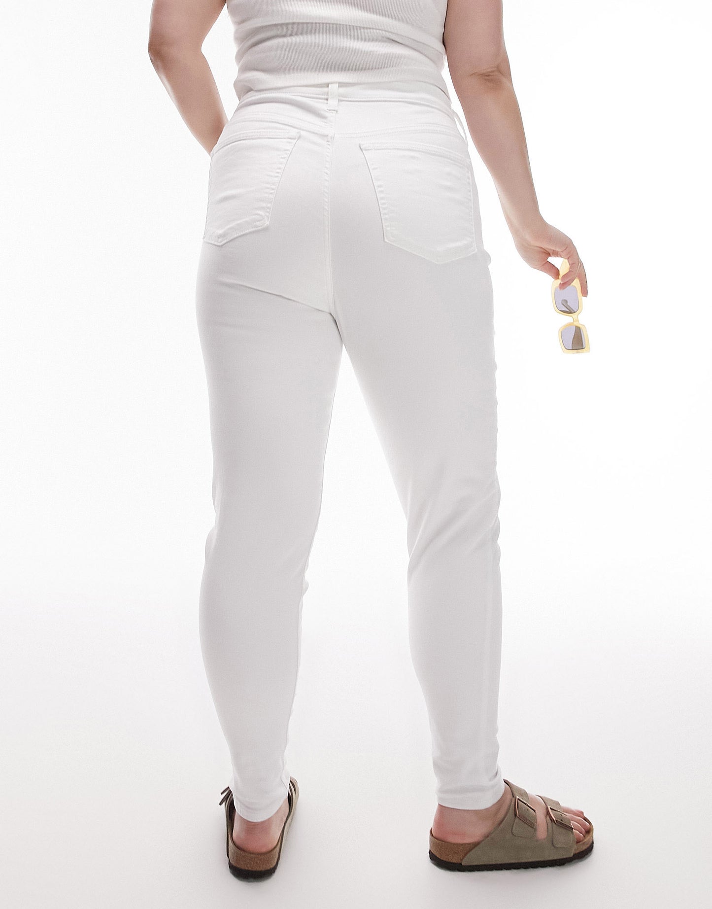 Topshop Curve high rise Jamie jeans in white