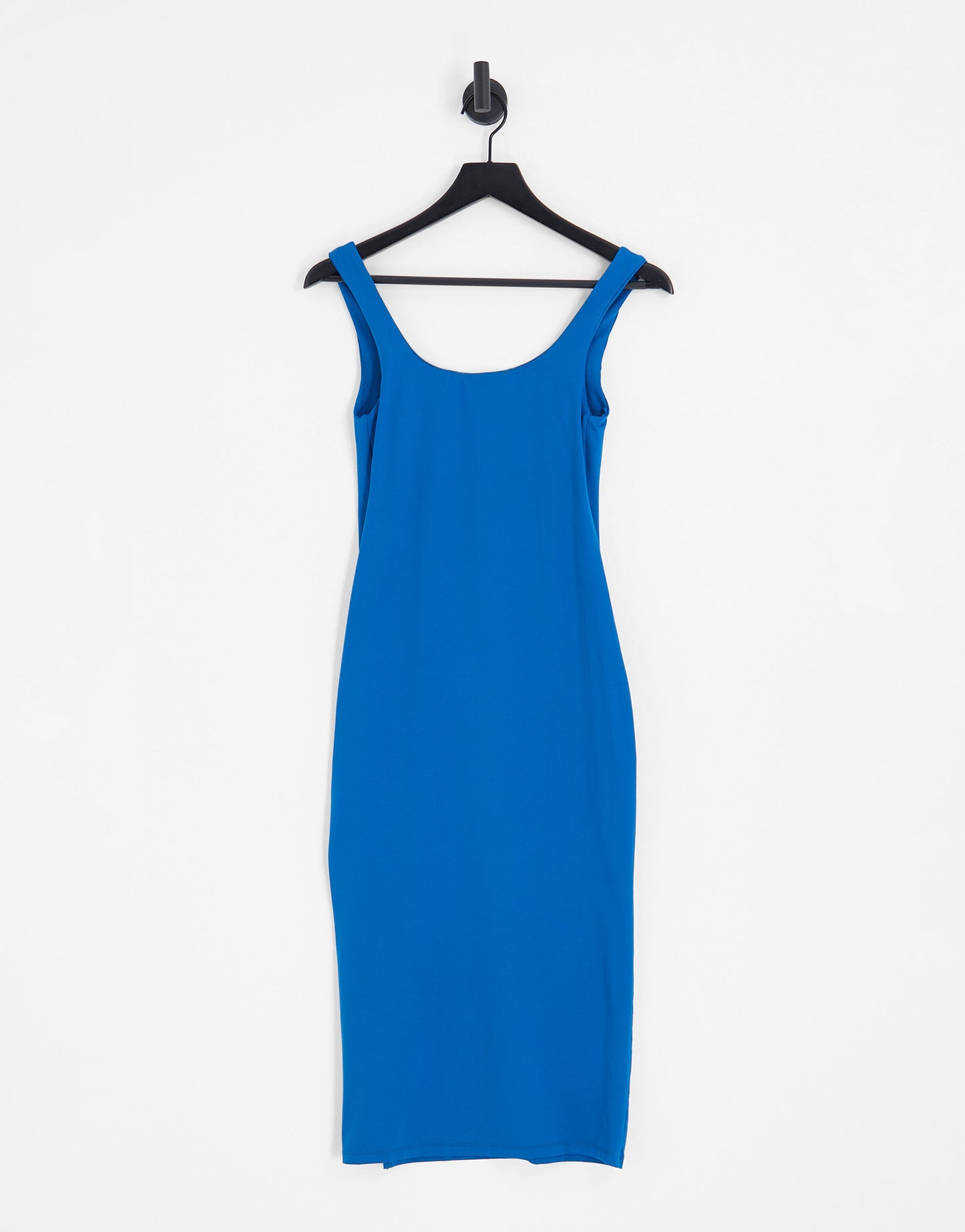 Bershka slinky bodycon midi dress in blue