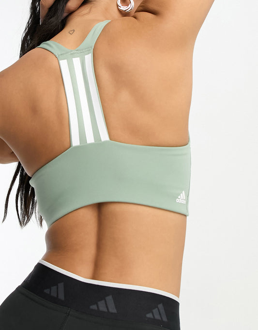 adidas Training Train Essentials medium support sports bra in green