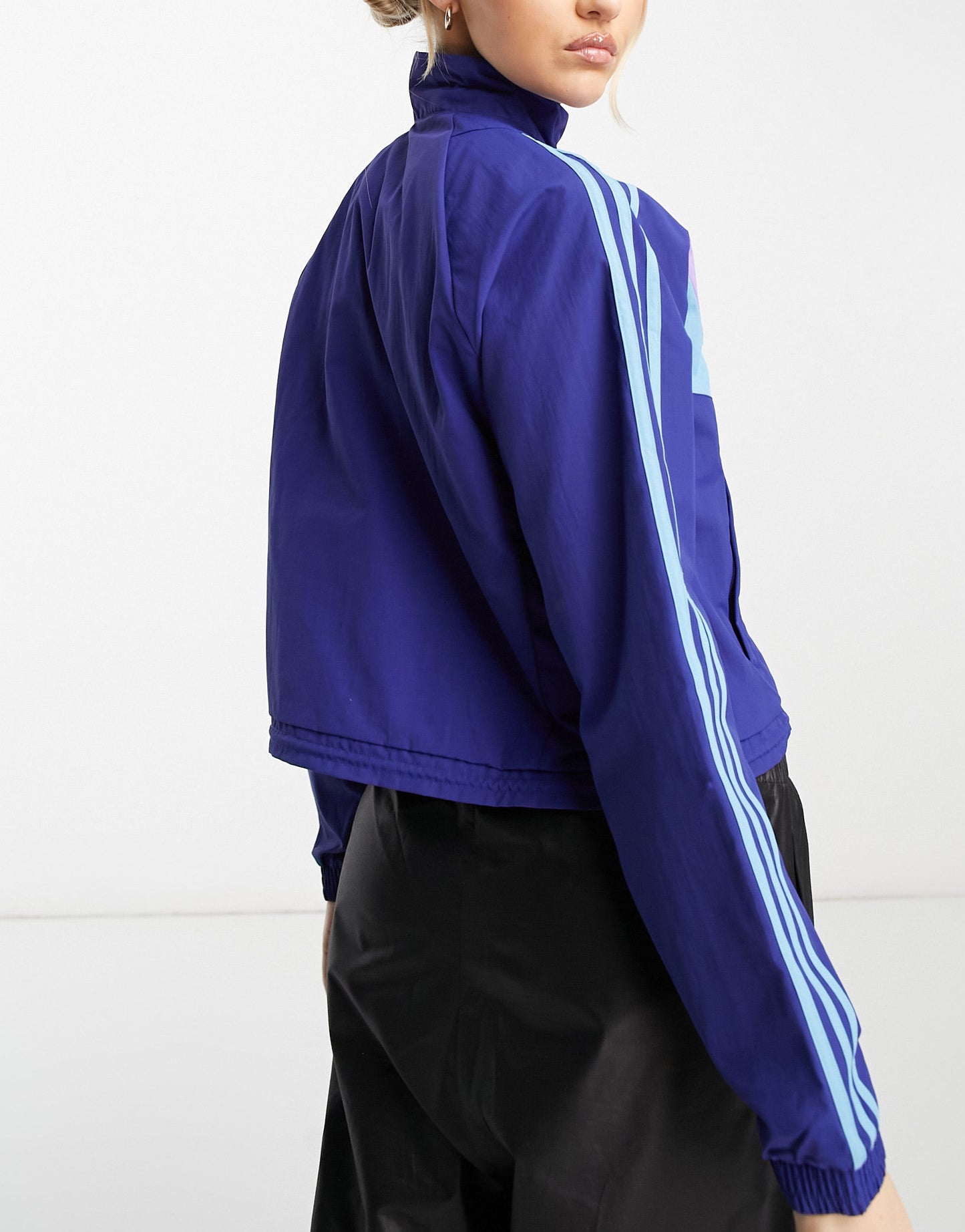 adidas Sportswear House Of Tiro 3 stripe track jacket in navy and purple