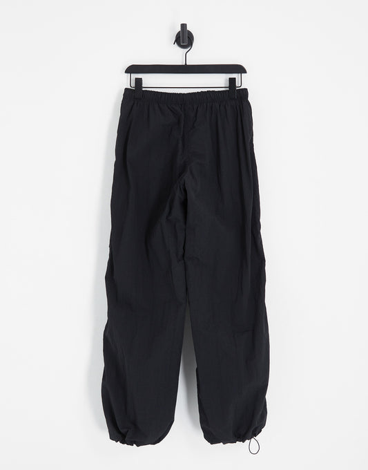 Bershka nylon parachute trouser in black