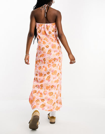 Another Reason split front maxi skirt co-ord in retro floral