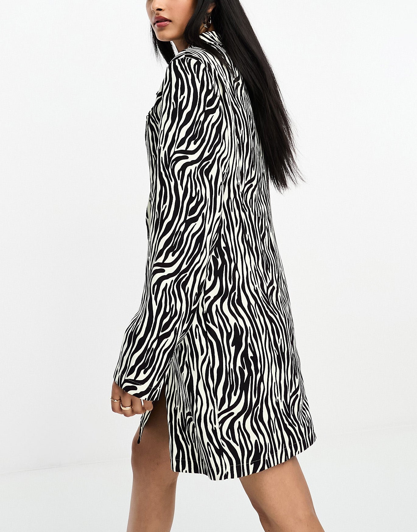 Urban Threads double breasted mini blazer dress in zebra print