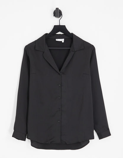 ASOS DESIGN ultimate satin shirt in black