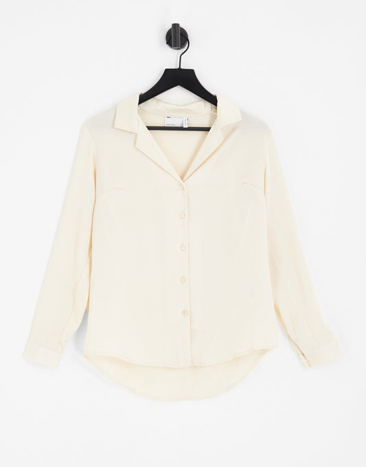 ASOS DESIGN ultimate satin shirt in ivory