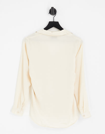 ASOS DESIGN ultimate satin shirt in ivory