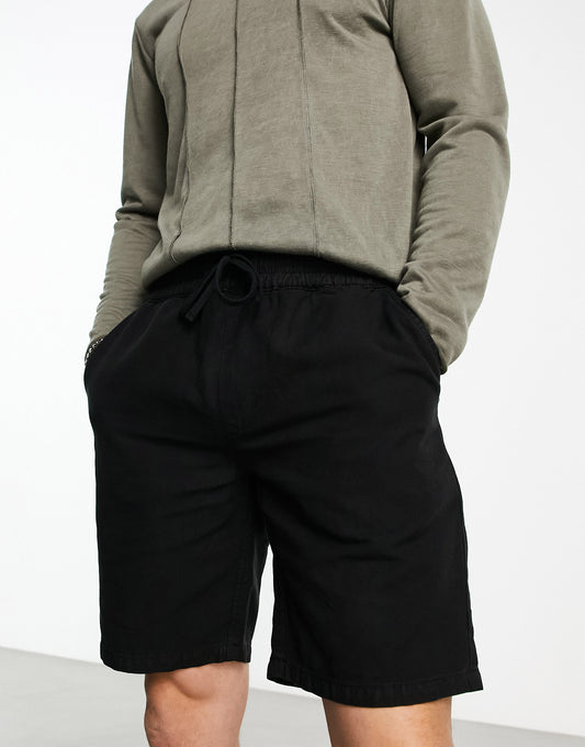 AllSaints Hanbury linen shorts in black