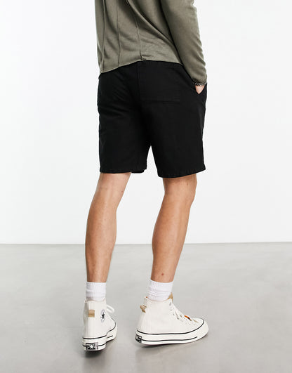 AllSaints Hanbury linen shorts in black