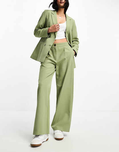 Miss Selfridge tailored wide leg trouser in khaki