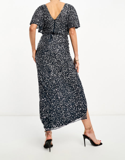 Beauut Maternity Bridesmaid  embellished maxi wrap dress in navy