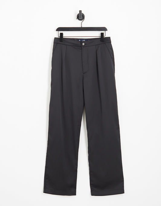 Hollister high rise satin dad trousers in black