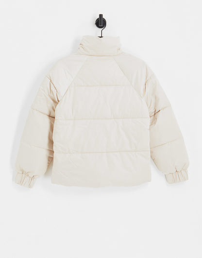 Abercrombie & Fitch satin nylon puffer jacket in light grey