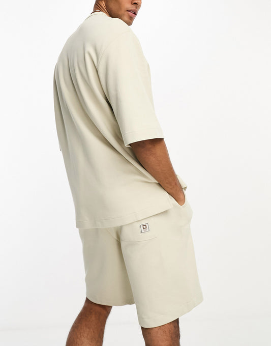 ONLY & SONS co-ord textured jersey shorts in beige