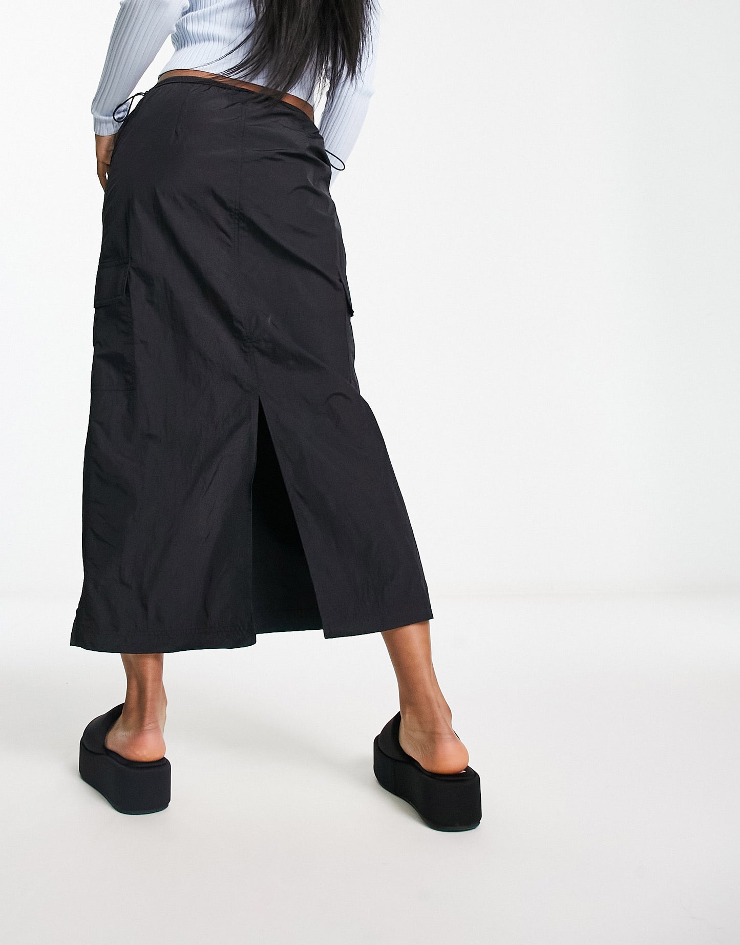 Stradivarius nylon parachute cargo skirt