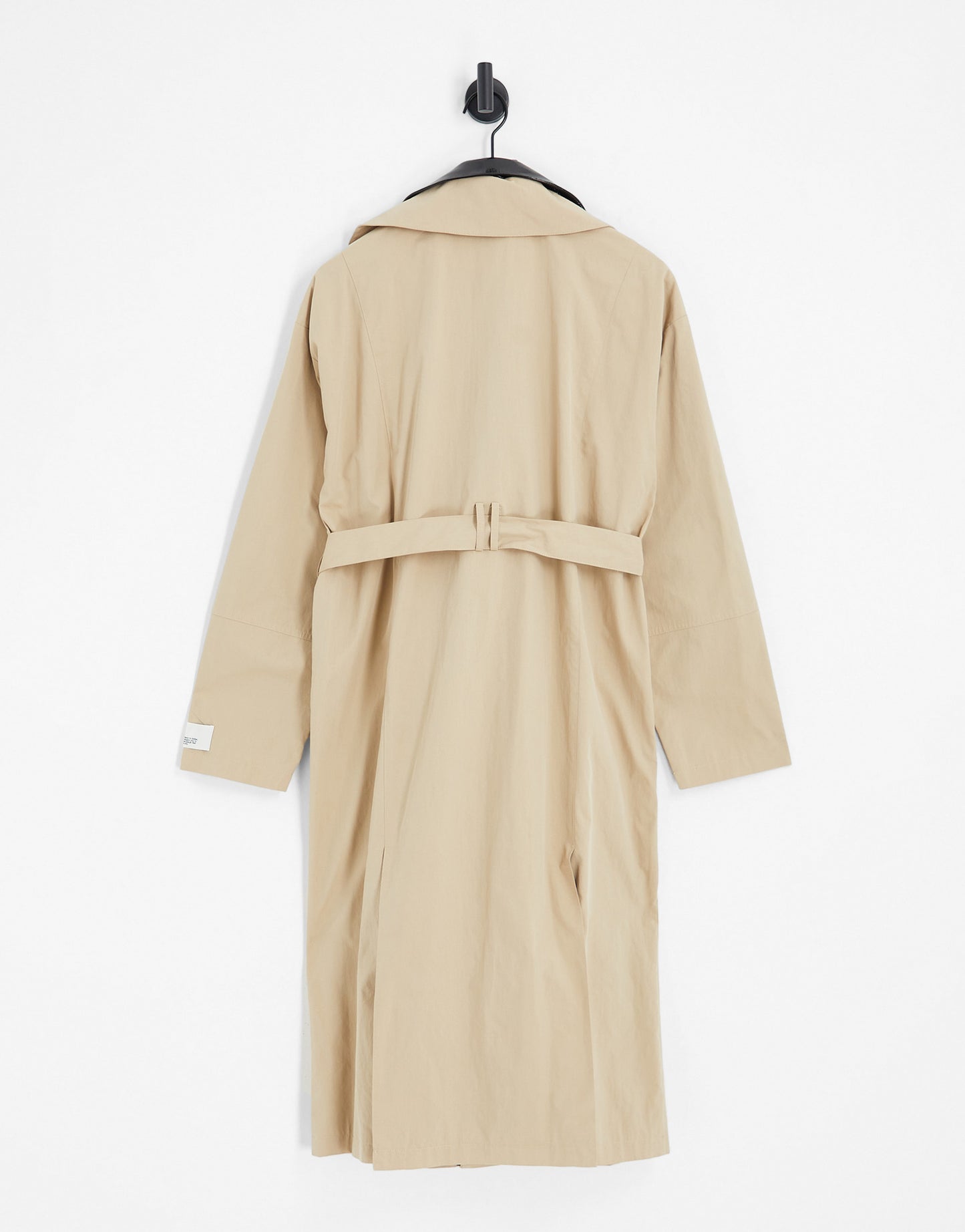 IIQUAL unisex belted trench coat with leather detail in beige