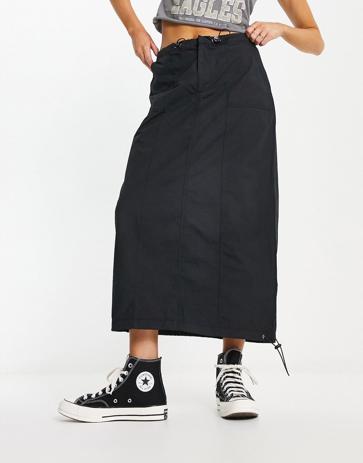 Cotton On Jordan cargo maxi skirt in black