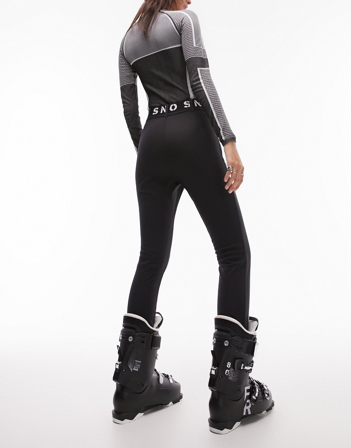 Topshop Sno stretch slim leg ski trouser with stirrups in black