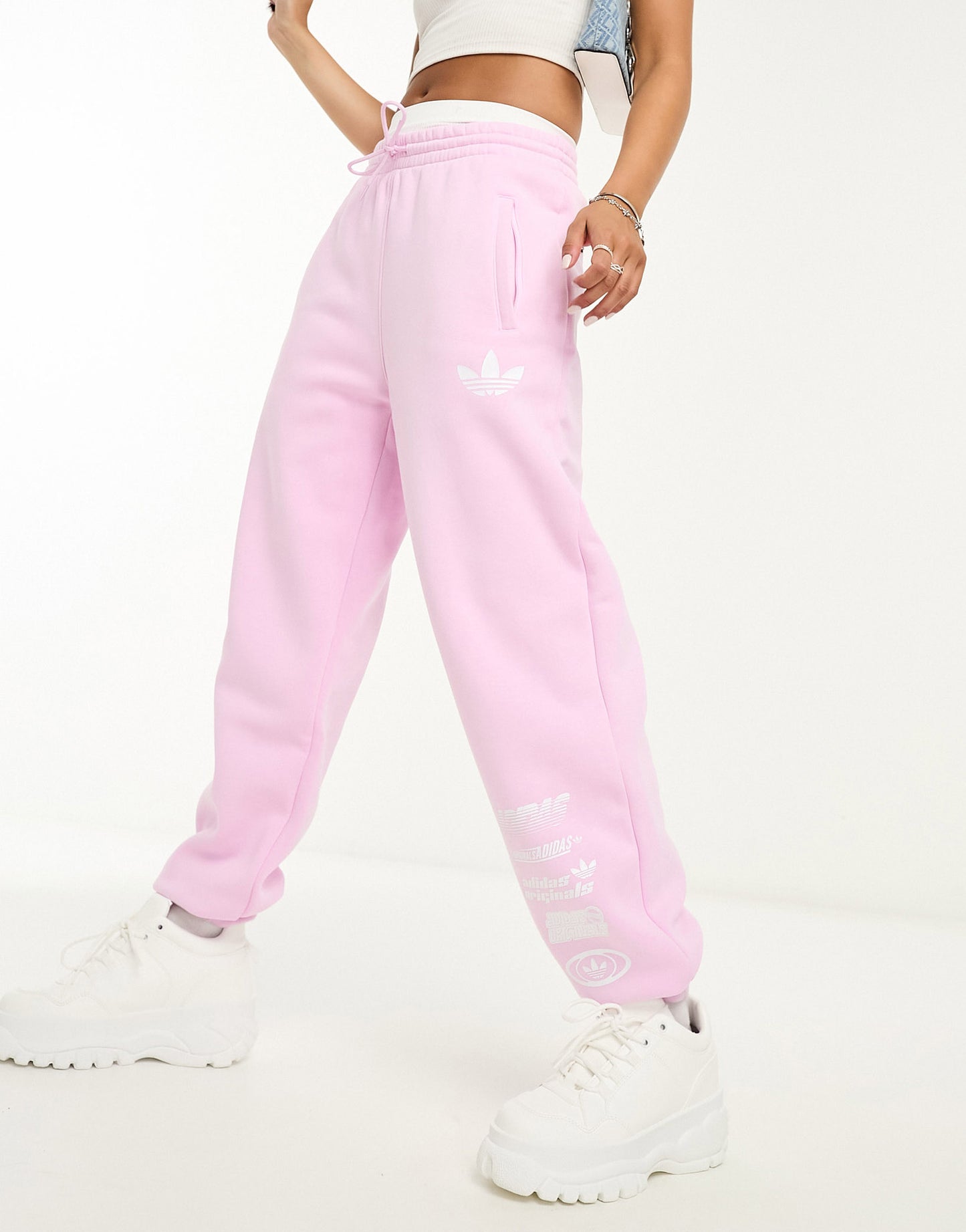 adidas Originals logo joggers in orchid fusion