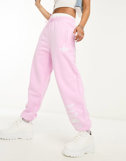 adidas Originals logo joggers in orchid fusion