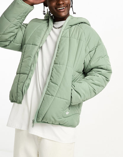 adidas Originals Adventure logo puffer jacket in green