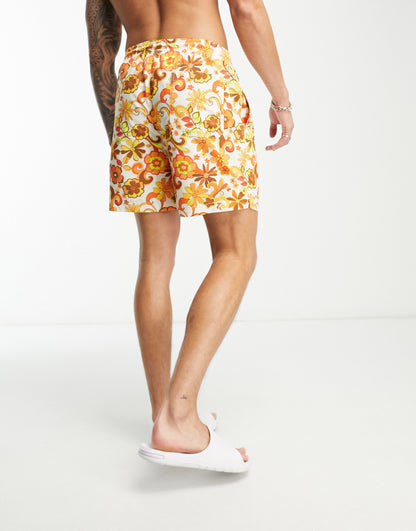 PacSun 60's floral swim shorts in multi