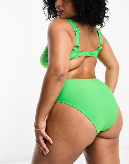 Brave Soul Plus belted bikini bottom in green