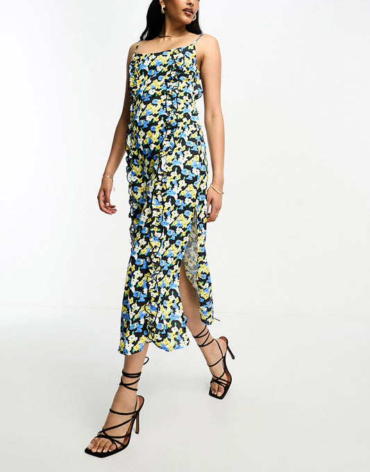 Lola May low back cami strap midi dress in floral print