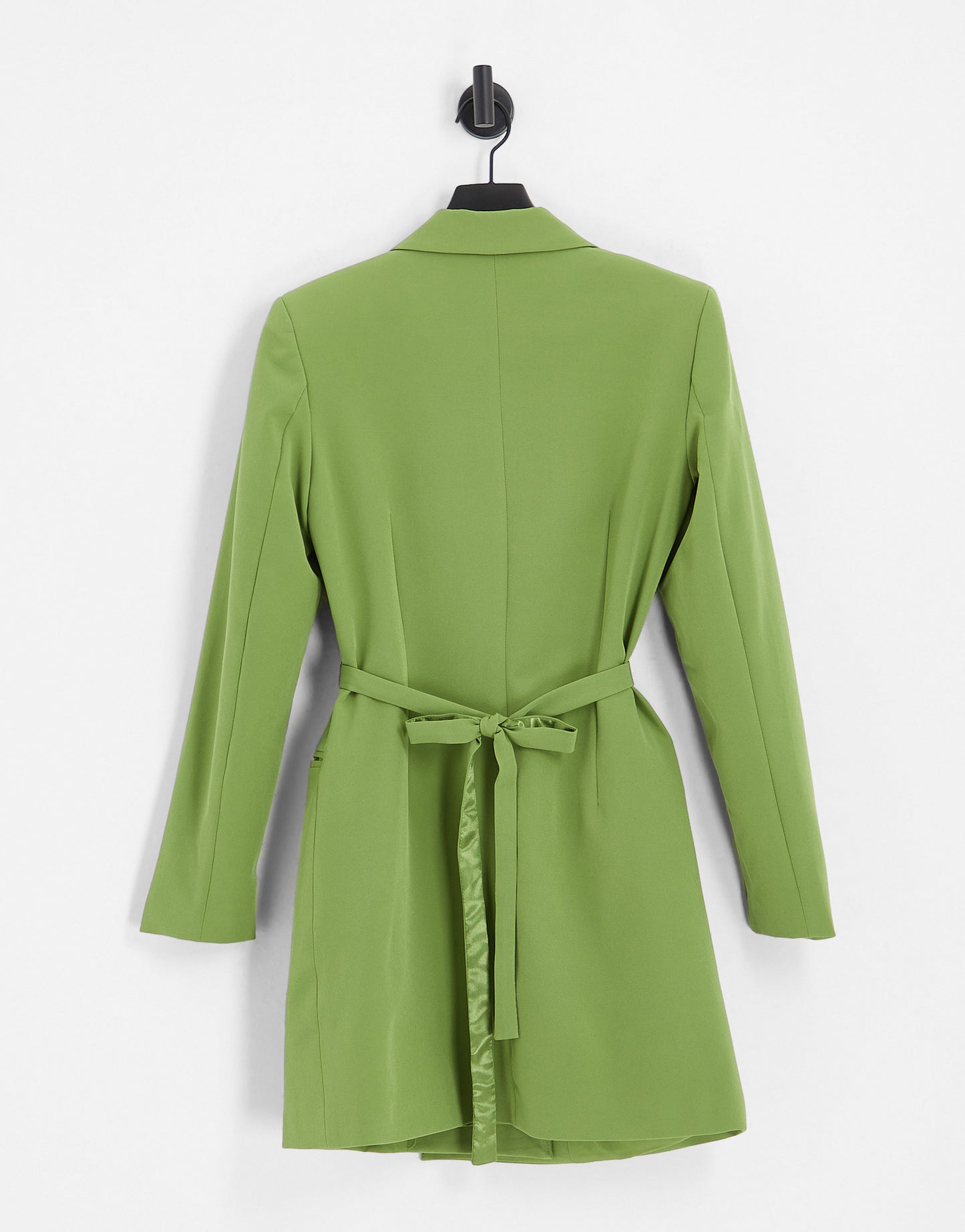 Vila tailored mini blazer dress with tie belt in olive green