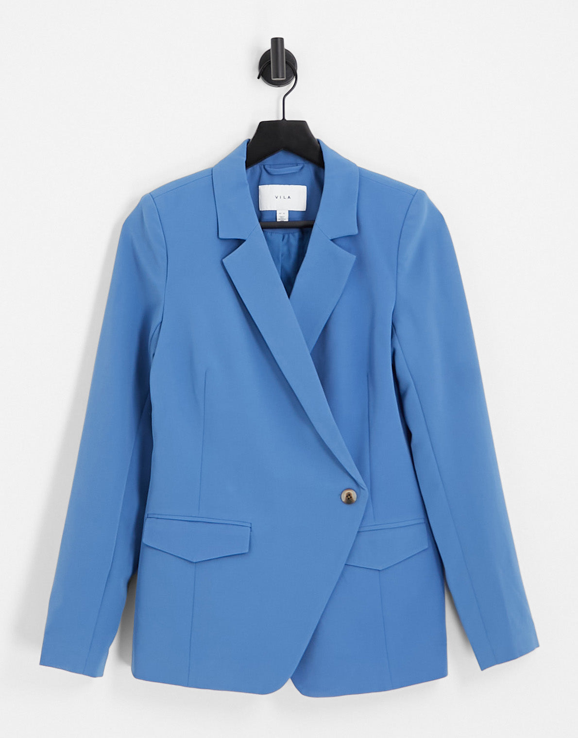 Vila tailored blazer co-ord with asymmetric fastening in blue