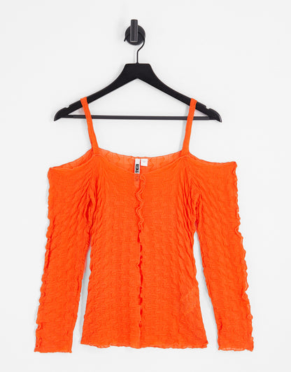 Neon & Nylon textured cardigan co-ord in orange