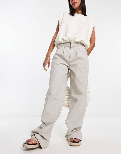 ASOS DESIGN oversized dad chino in grey ripstop