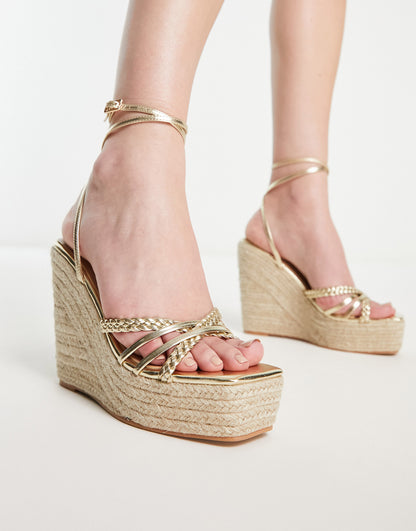 Simmi London Fabiana espadrille wedge sandals in gold