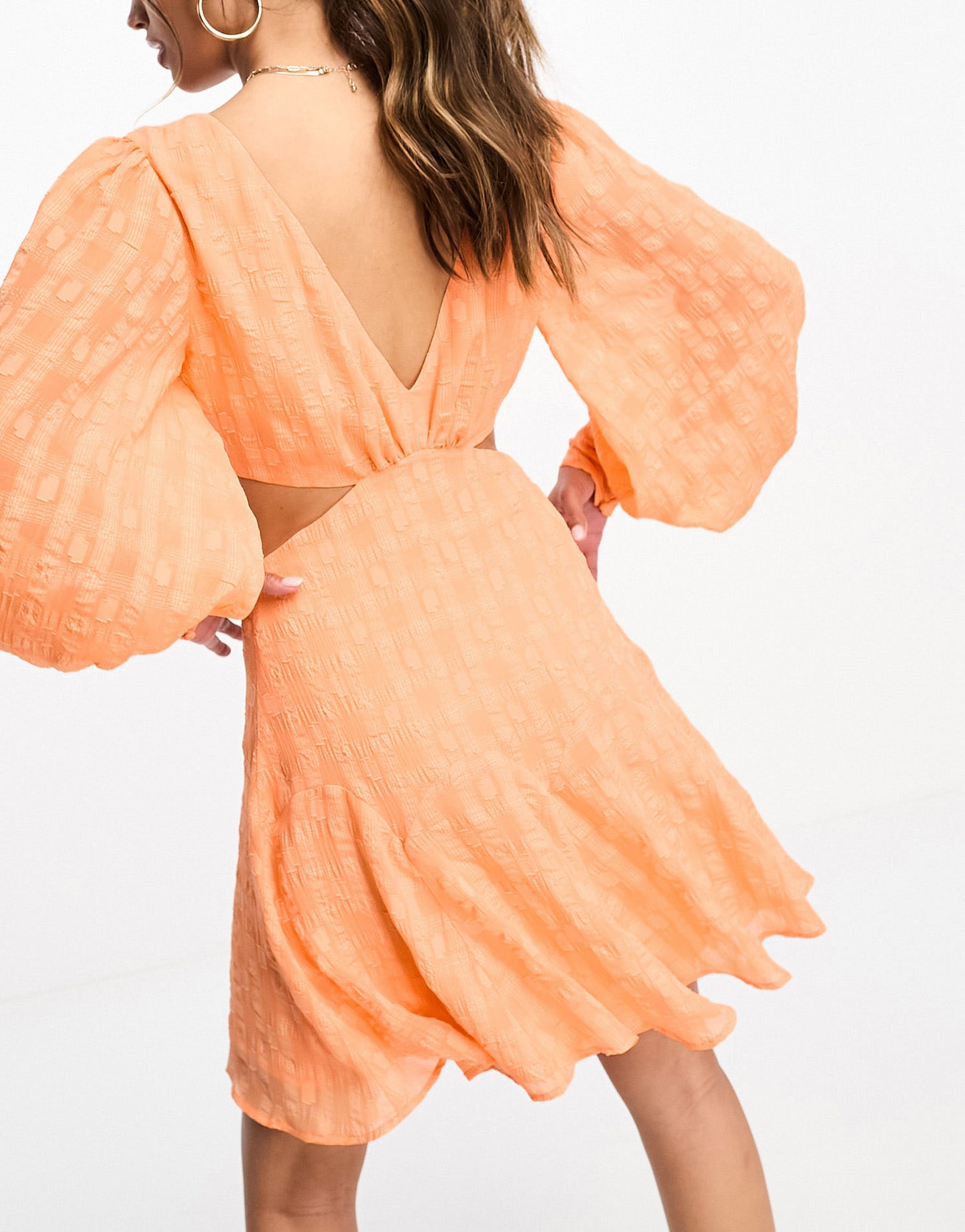 ASOS DESIGN button through cut out mini dress in orange