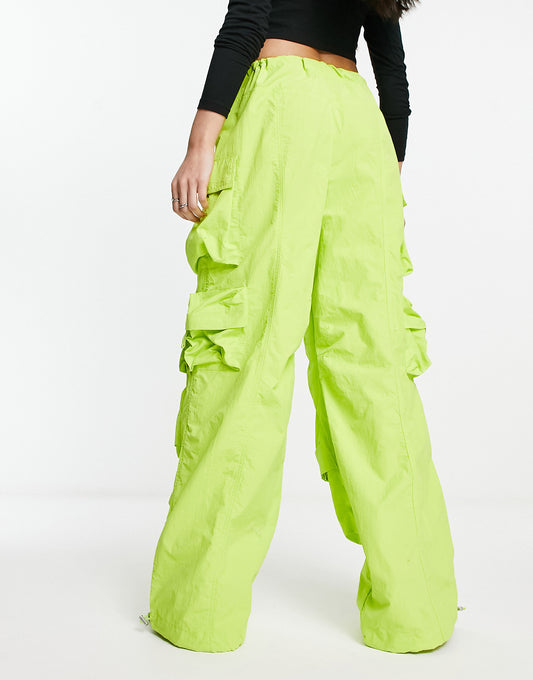 AFRM Etienne nylon parachute trousers in lime