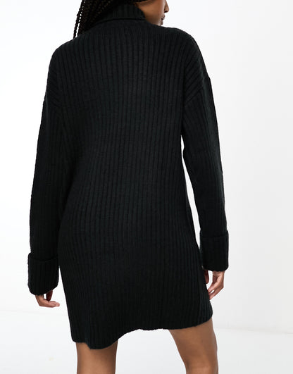 ASOS DESIGN Tall knitted jumper mini dress with high neck in black