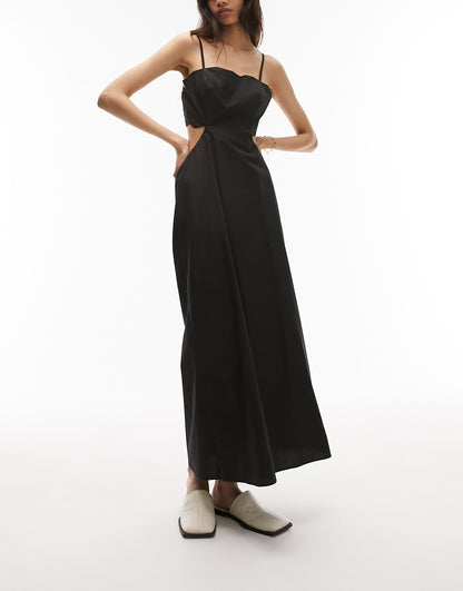 Topshop scallop edge maxi dress in black