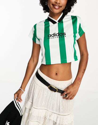 adidas Football Tiro cropped t-shirt in white and green