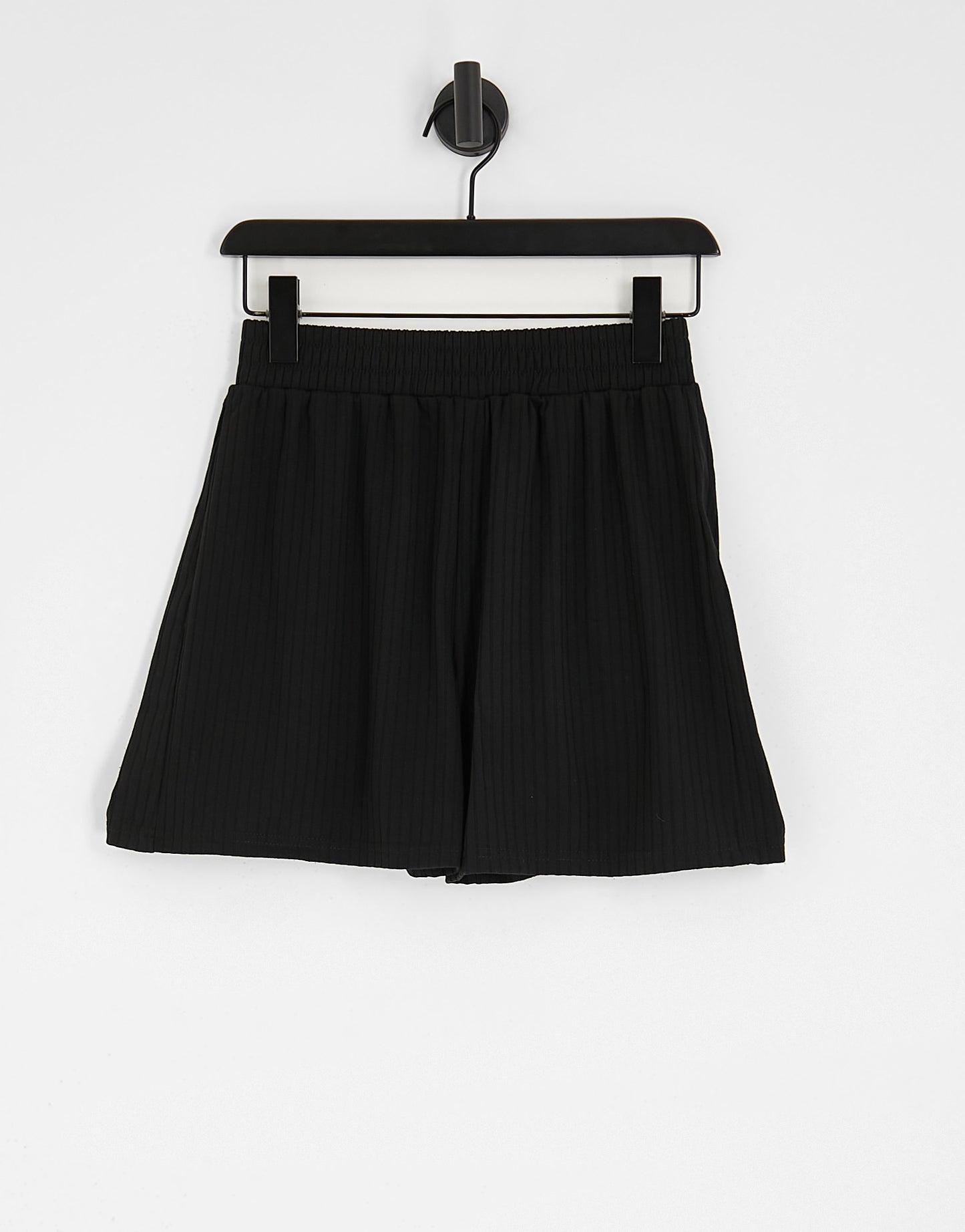 Pieces ribbed runner shorts in black