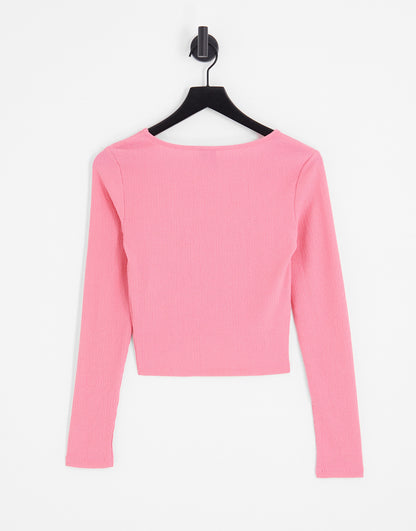 Pieces twist front top in pink