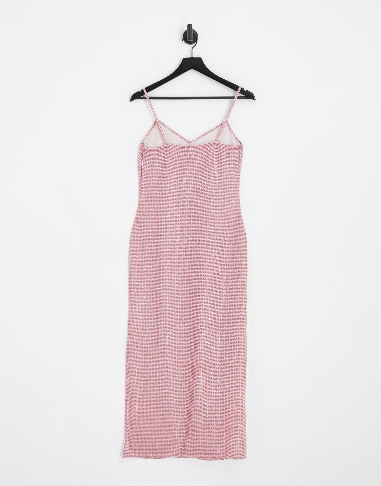 Pieces Premium maxi cami split dress in pink glitter