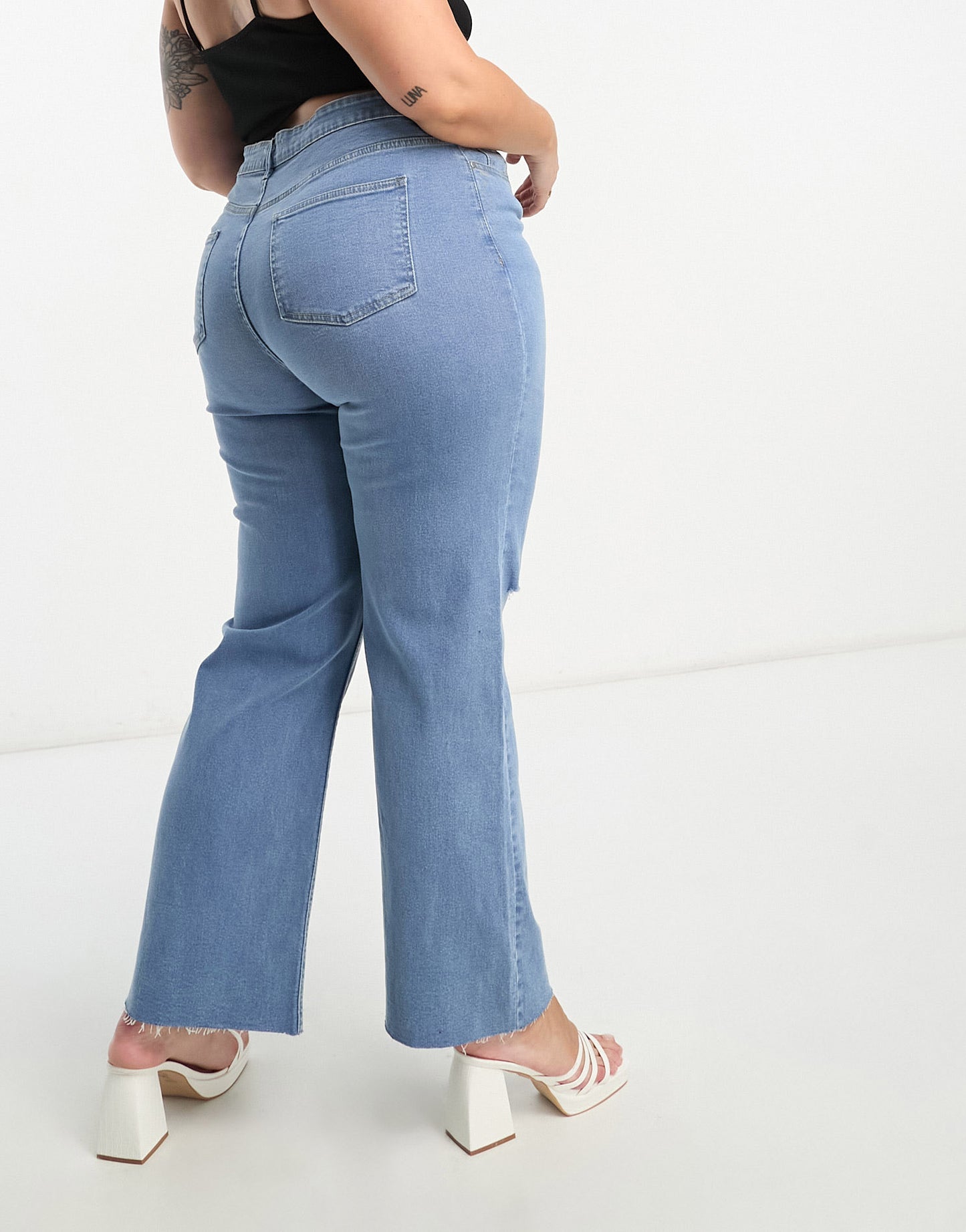 Yours ripped wide leg jean in light blue