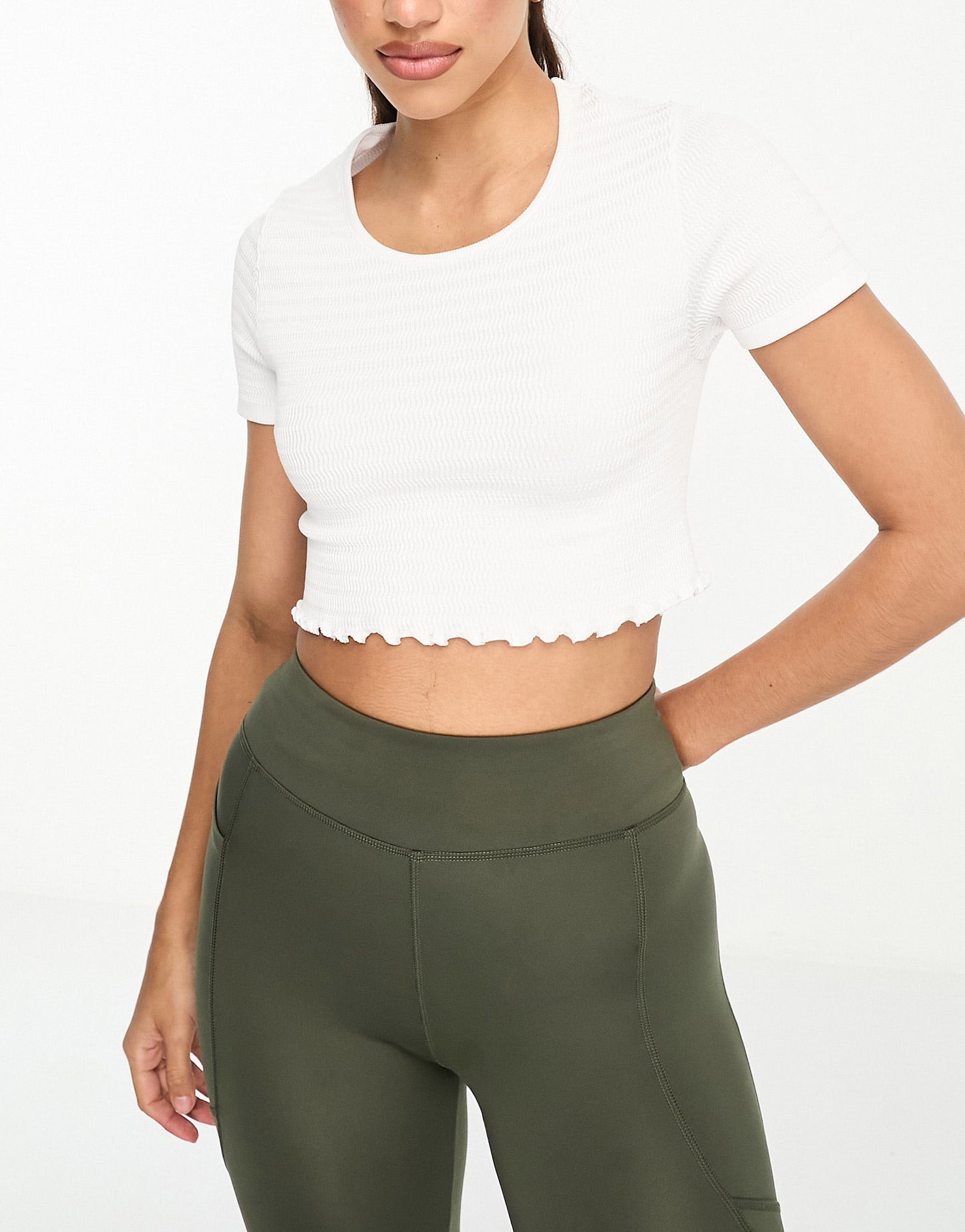 ASOS 4505 seamless yoga t-shirt with lettuce edge