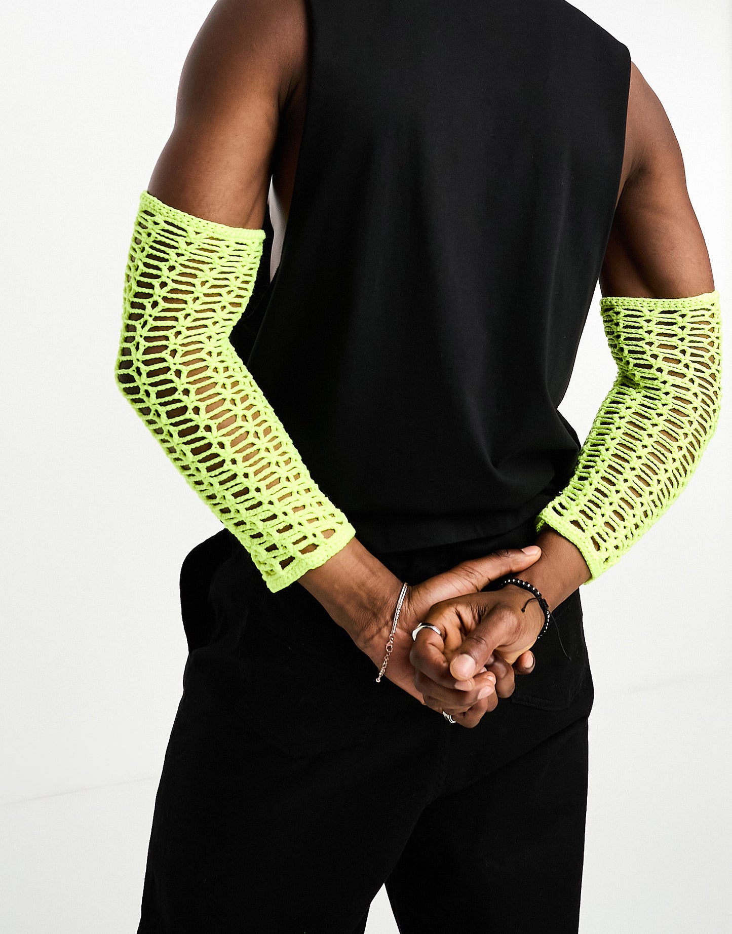 ASOS DESIGN crochet sleeves in yellow