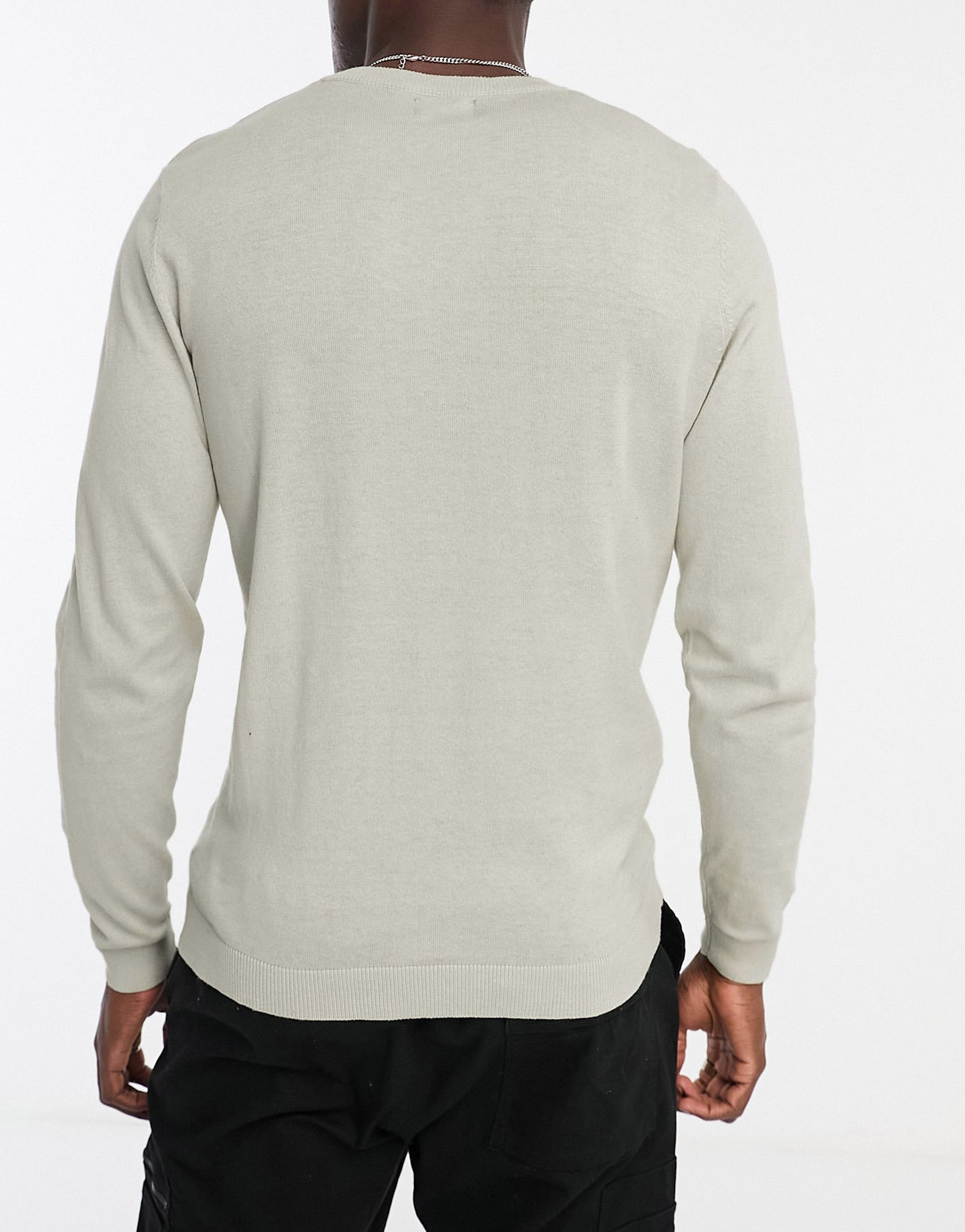 ASOS DESIGN knitted essential crew neck jumper in light grey