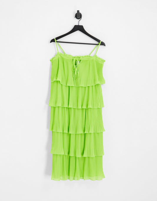 Y.A.S tiered cami midi dress in green