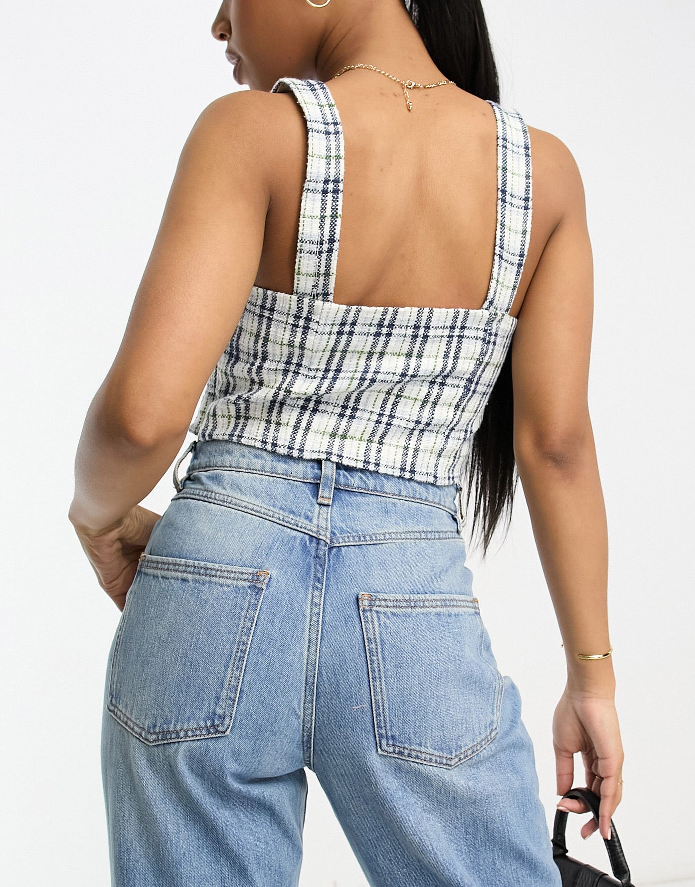 Abercrombie & Fitch tweed top in blue check