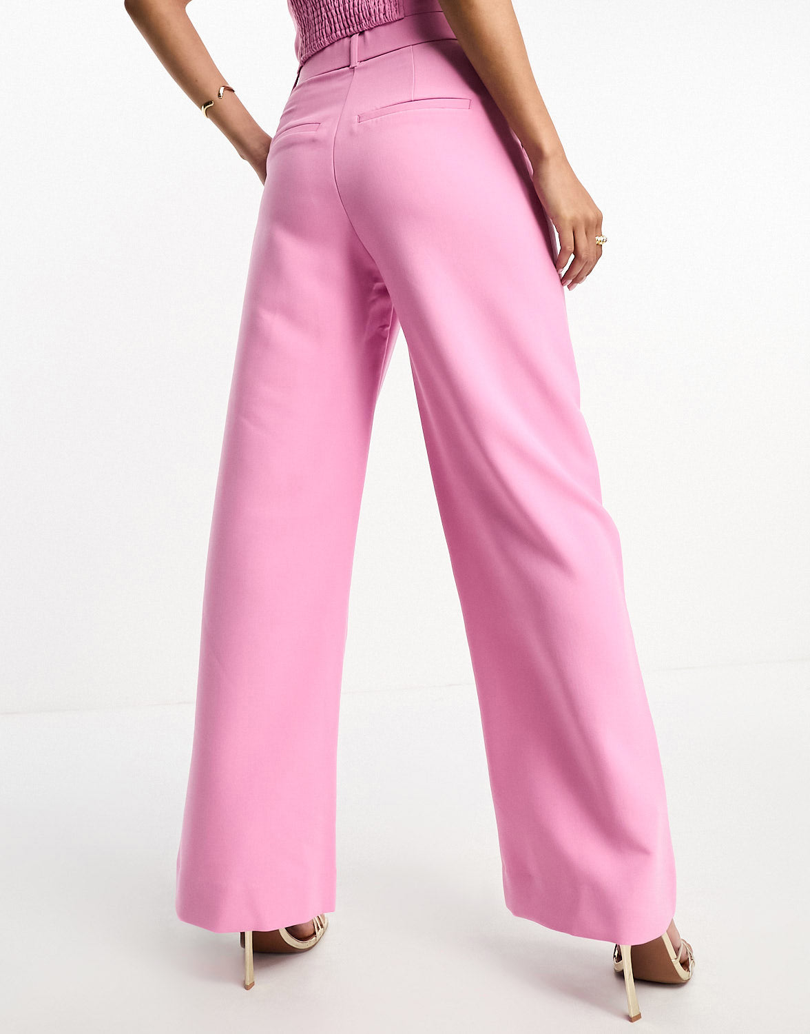 Abercrombie & Fitch co-ord tailored wide leg trousers in pink